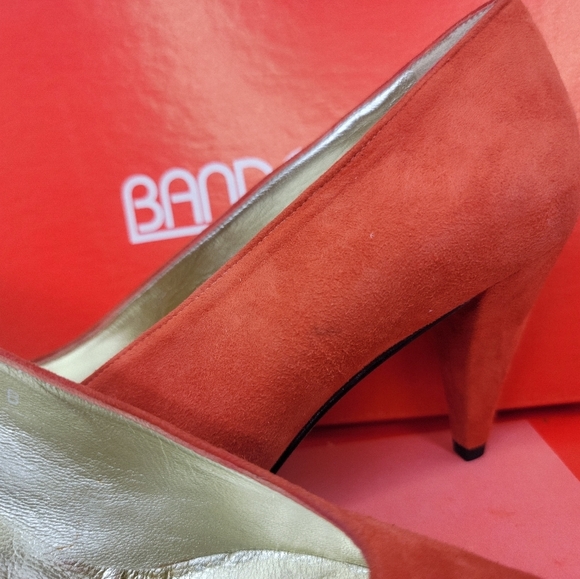 VNTG 80s Pancaldi Red Suede Kitty Heel Pumps size 6.5 - Picture 5 of 6